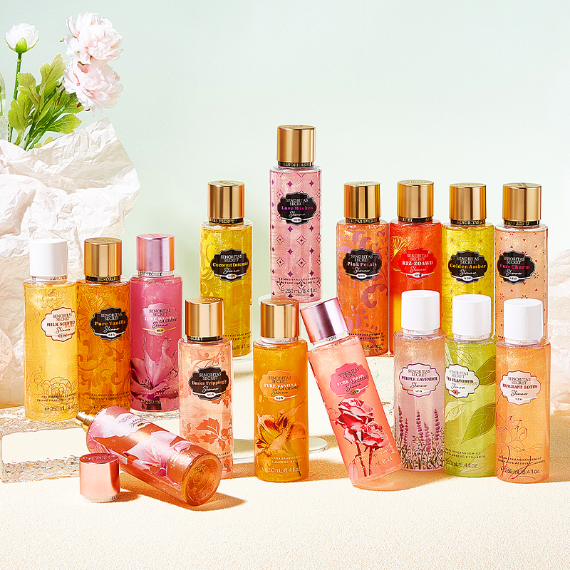 250 ml sprej za tijelo Parfimisani svjetlucavi sprej za svjetlucanje cvjetni miris Fina maglica Body Splash Mist za žene